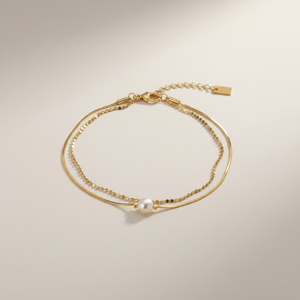 Perle Élégante Bracelet - 18k gold plated