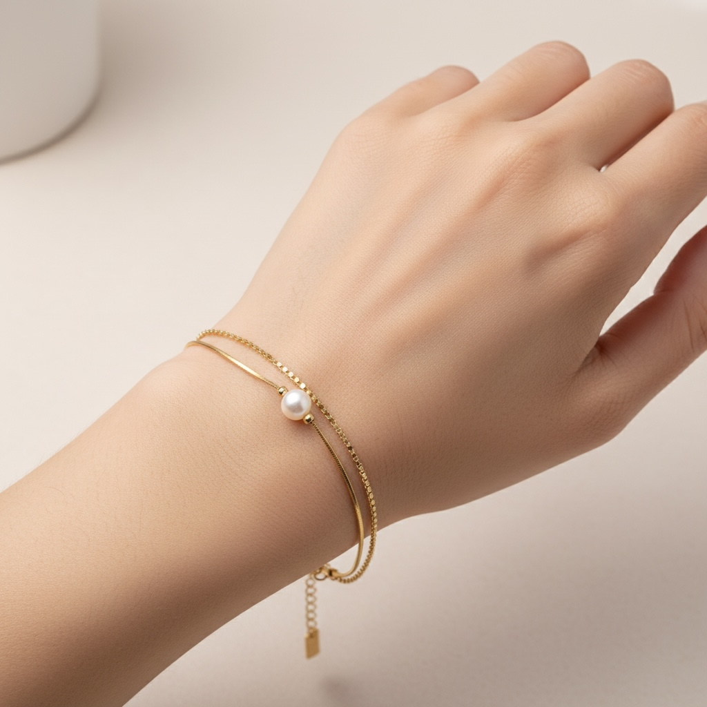 Perle Élégante Bracelet - 18k gold plated